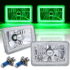 4X6 Verde SMD LED Halo Ojo de Ángel Faro Faro 60W Bombillas Halógenas Par