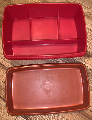 Tupperware Deli Cheese Lunch Meat Keeper 816  Paprika Orange Tuppercraft 767 Lot