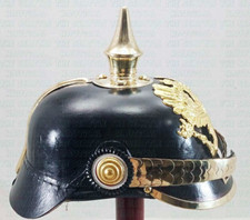 Handmade Prussian Militaria Helmet Imperial German Pickelhaube Leather Helmet
