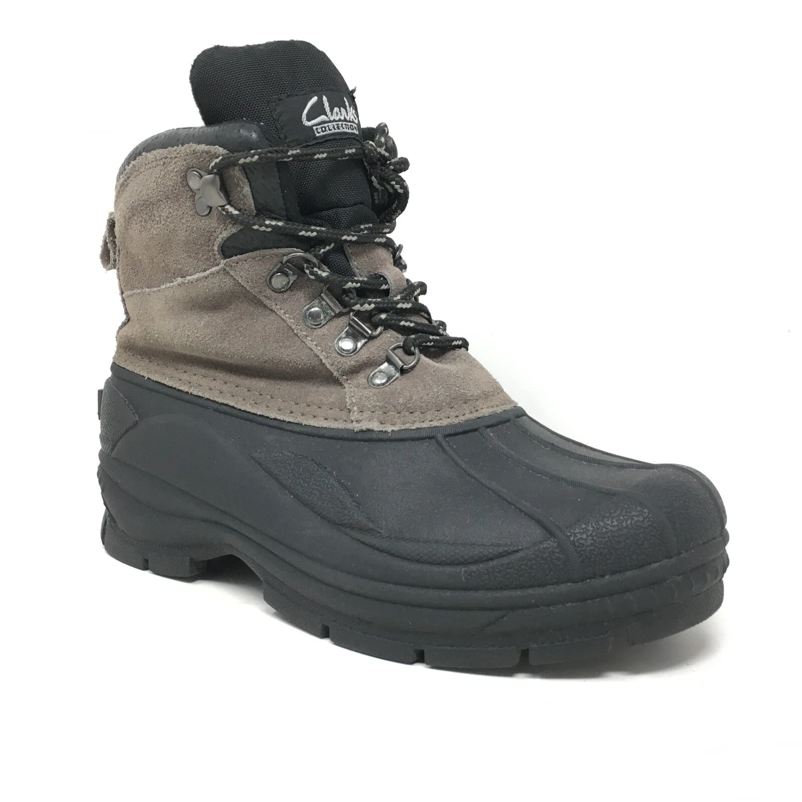 Clarks Collection Waterproof Snow Boots Winter Shoes Mens Size 7 Gray Black