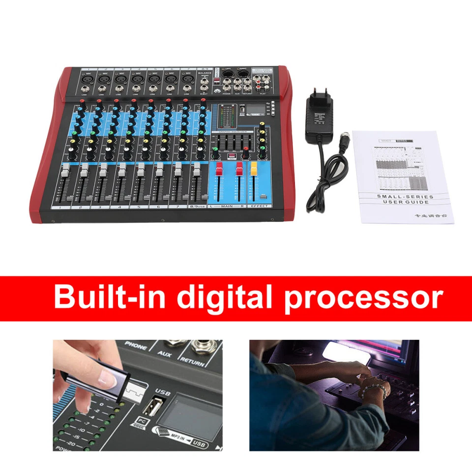 8 Kanal Audio Mixer Mischpult Mit USB Dj für Karaoke DigitalAudio Mixer - Bild 2 von 4