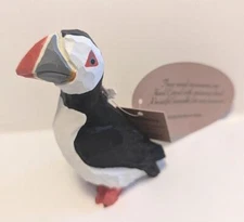 Puffin Wood Ocean Bird Ornament Handmade NWT Hand Carved