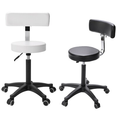 Kriphora Adjustable Hydraulic Rolling Swivel Salon Stool Chair in White - 1PCS 
