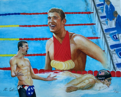 Michael Phelps Limited Edition Giclee Print # 1/50 Teeter USA Olympic Swimming