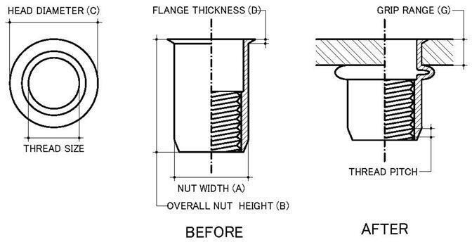 Lot De 10 écrous à Riveter M6 En Inox 316 - Pour Tôles Fines, Tête Fraisée