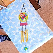 DragonFly Floral Fused Glass Plate Live Wind Chime