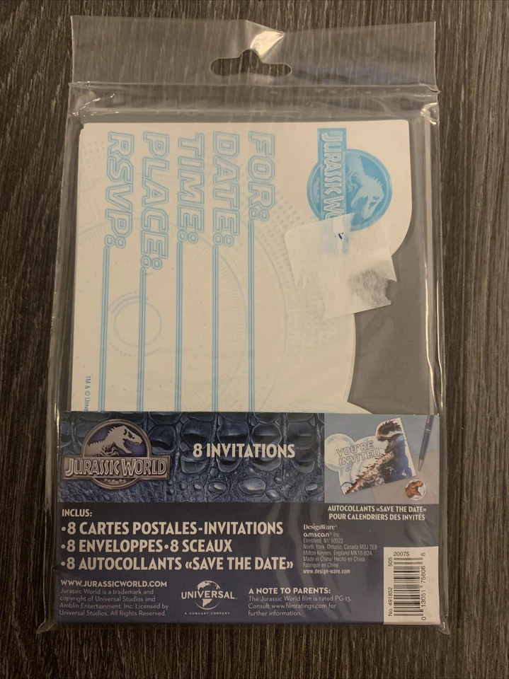 Jurassic Park World Dino Hybrid Invitations 8 Count Birthday Party Supplies - Image 2 of 2