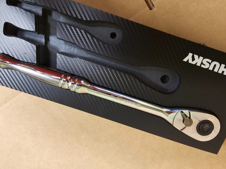 BRAND NEW HUSKY 1/2 Drive CHROME POLISH RATCHET Long Beam Extended 2.5 Arc Swing - Image 4 of 4