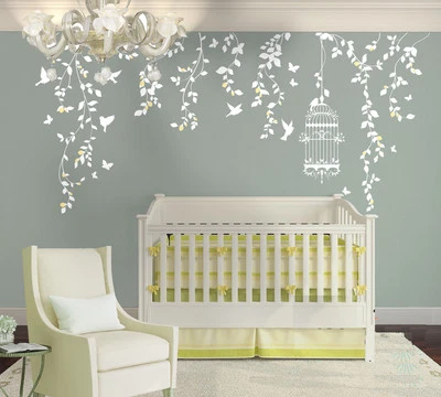 Wall Stickers custom vine birdcage butterfly large kids nursery home vinyl decal