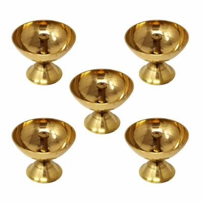 Messing Diya Öllampen Diwali Navratras Beleuchtung Hawan Puja 5 Stück