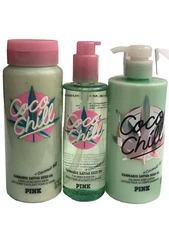 Victoria's Secret PINK COCO CHILL Body Care 3pc  Body  ( Wash, Oil ,Lotion ) Set