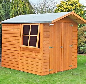 7x7 GARDEN SHED APEX ROOF FLOOR DOOR TIMBER WINDOW WOOD 