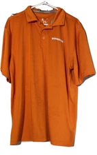 WHATABURGER Mens Large Orange Striped Polo Short Sleeve Uniform Employee