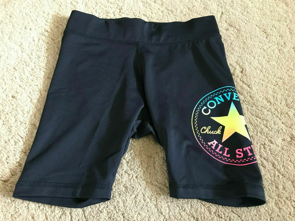 Converse Girls All Star Biker Bike Stretchy Shorts Medium Black