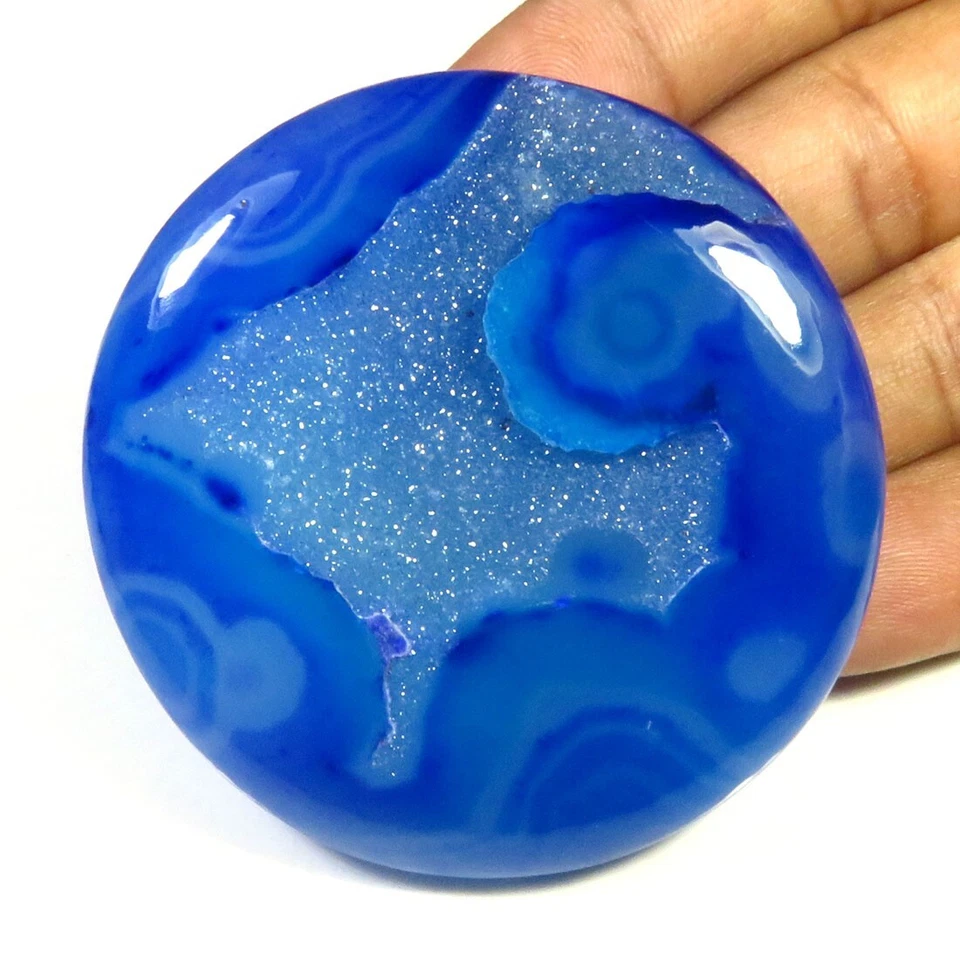 Blue Onyx Agate Geode Gemstone 55 mm Natural Window Onyx Agate Cabochon OD-809 - Image 3 of 4