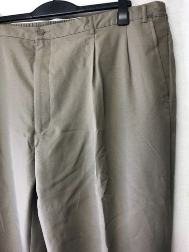 New Haband Men's Big and Tall Gray & Brown Pleated Front Elastic Back Pants Z15 - Picture 9 of 14