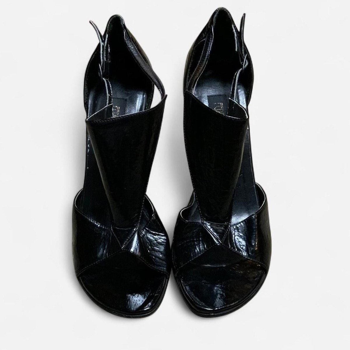 Y2K VTG Fernando Pires Trompe L'Oeil 'Levitação' MTO Lucite Wedge Heels • W US7 View 3