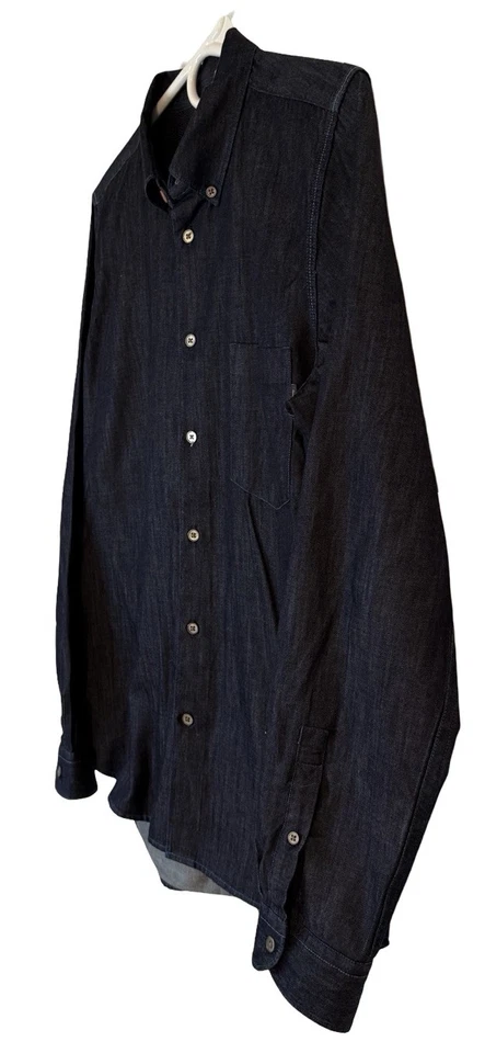Camisa Paul Smith Abotonada Para Hombre Jean Mediana Azul Ajuste A Medida Italia 🇮🇹 Hecha Foto 3 de 4