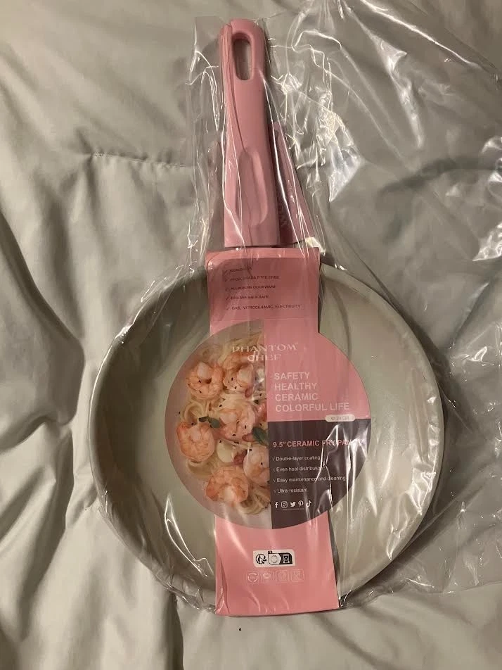 Phantom Chef - 9.5" Non-Stick Ceramic Frying Pan-Pink -Viva Collection-New