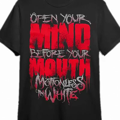 Motionless In White Men's Open Your Mind Before Your Mouth Graphic Tee