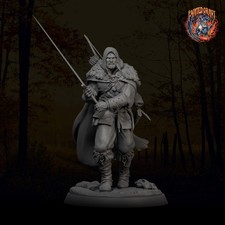 Male Human Ranger with raised sword Unpainted...