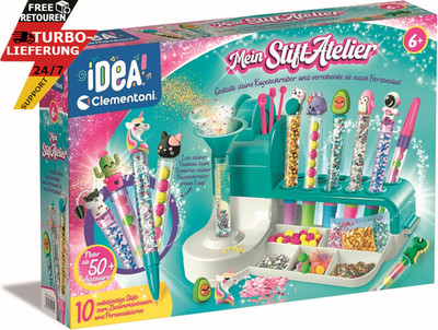 Clementoni Idea Stift-Atelier Mit Über 50 Accessoires DIY Stifte-Set Bastelset