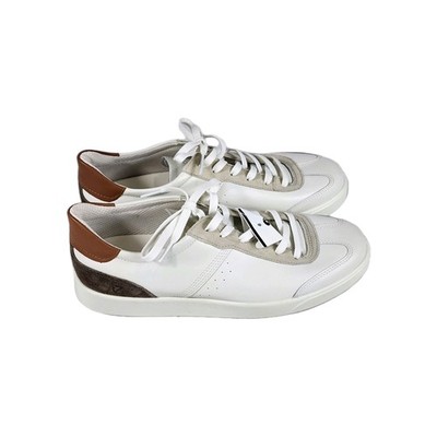 ECCO Leather Sneaker Mens Size 8.0-8.5 Beige Shoes City Preppy Comfort Dad New