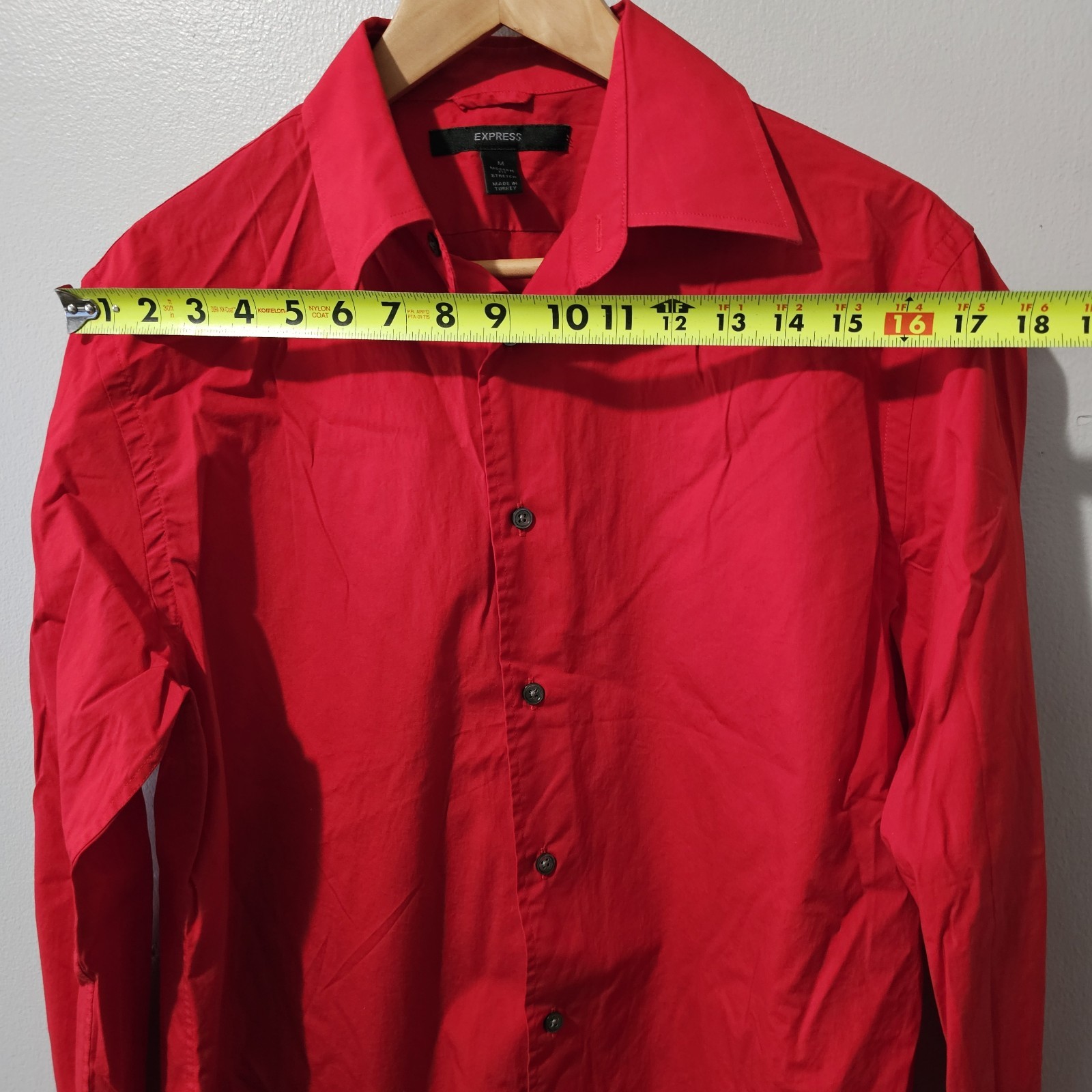 Express Stretch Solid Button Shirt Red Dress Shir… - image 6