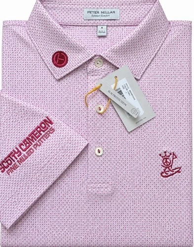 NWT SCOTTY CAMERON GALLERY Summer Comfort Circle T Peace Surfer Golf Polo L Pink