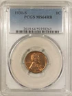 1931-S LINCOLN CENT - PCGS MS-64 RB LUSTROUS KEY-DATE!