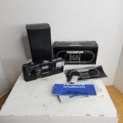 Olympus XA2 35mm Film Camera Point & Shoot Flash A16 Black. Tested and working.