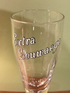 rare ANCIEN verre à bière émaillé EXTRA LOUWAEGE brasserie Belge Belgique