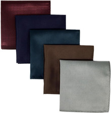 SHLAX WING 5 Pieces Assorted Mens Silk Pocket Square Set Handkerchiefs