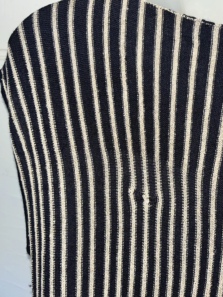 Marc by Marc Jacobs Pauline Wool Knit Dress Navy Metallic Gold Thread Striped M - Image 4 of 4