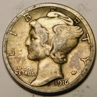 1916 S Mercury Dime VG-F  "Actual Coin Pictured Not Cleaned, Polished or Dipped"