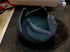 Vintage Blue Van Briggle Pottery Lotus Leaf Tulip Bowl