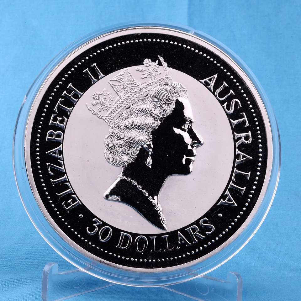 Australien 30 $ 1992 The Australian Kookaburra 1 Kg Silber 999 (2.) BU/ST - Bild 3 von 4