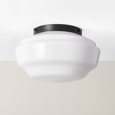 Milk Glass Flush Mount Celling Light Black Finish - Hearth & Hand