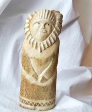 Vtg Inuit Carving Sculpture Native Figure 11" Signed Jim W