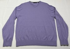 Greyson Mens Large Purple Merino Wool Blend V Neck Long Sleeve Knit Sweater