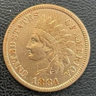 1884 Indian Head Cent Penny * Almost Uncirculated AU Red * Better Date * XI662