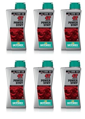 6 Bottles Motorex 10W-50 Power Synt Synthetic 4T Engine Oil Street Bike 1L