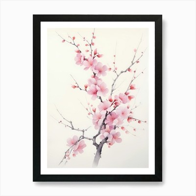 Kirschblüte Gemälde Kunstdruck gerahmt Wandbild Poster Leinwanddruck Bild