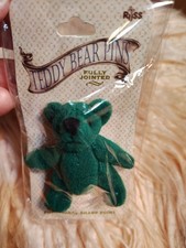 Russ Teddy Bear Pin Fully Jointed Green Item 7752 New on Card Vintage Bear Pin