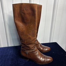 Salvatore ferragamo Vintage Tall Brown Leather Boots Size 6 Made In Italy