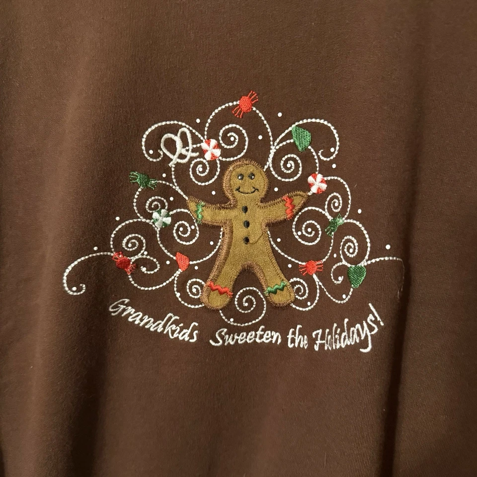 Sudadera De Colección Bordada Para Mujer Navidad Talla M Pan de Jengibre Nietos Vacaciones Foto 2 de 4