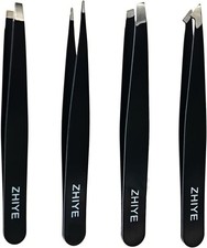 Professional Eyebrow Tweezers, 4 Pcs Stainless Steel Precision Tweezers Set...