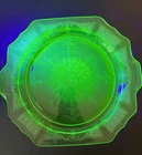 Anchor Hocking Princess Green Uranium Depression Glass Dinner, Plate Set Of 2