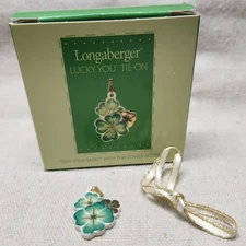 Longaberger Lucky You Basket Tie On Shamrock Four Leaf Clover St Pattys Day NEW