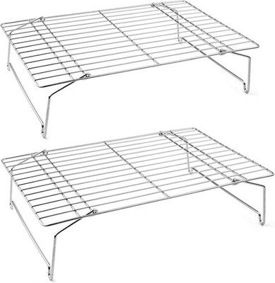 Cooling Rack Set,P&P CHEF 2-Tier Stackable Stainless Steel Wire Racks for Baking